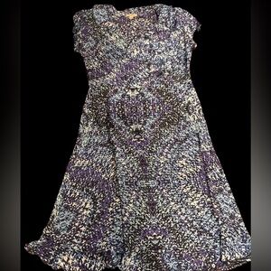 dressbarn Purple and White Patterned Mini Dress